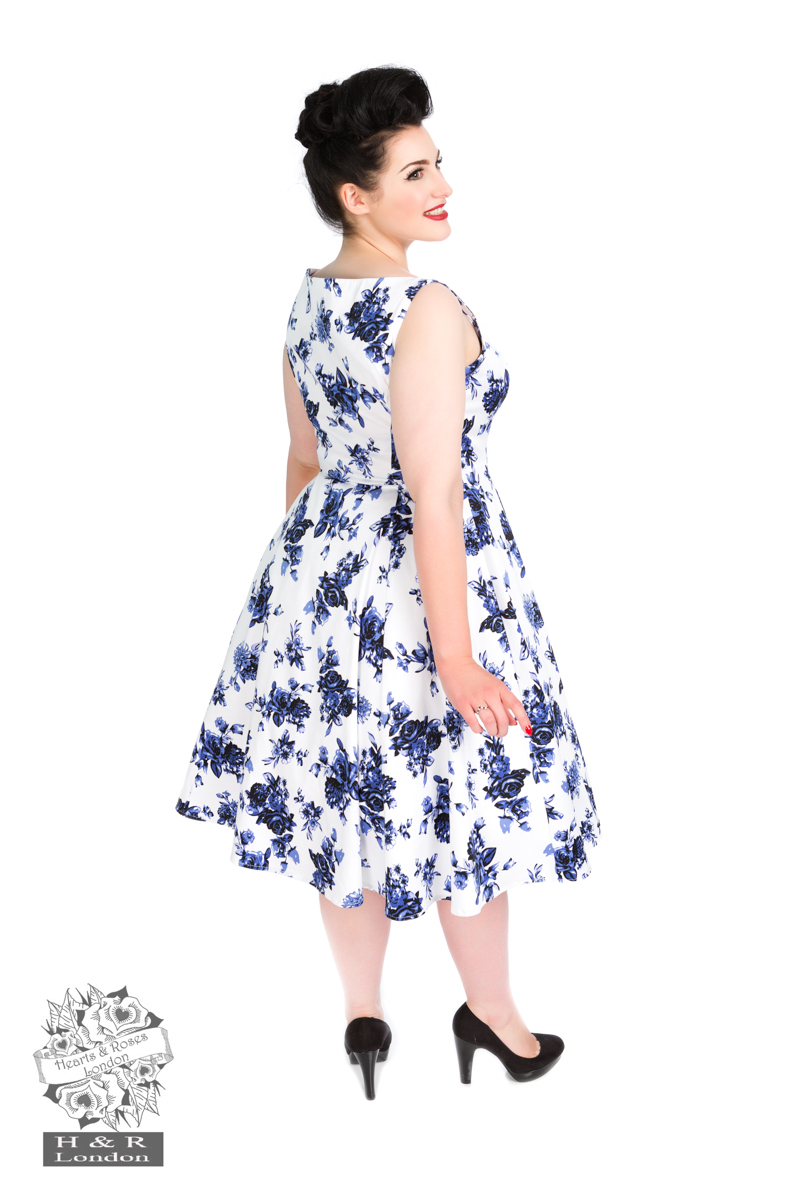 Blue Rosaceae Swing Dress Hearts And Roses London